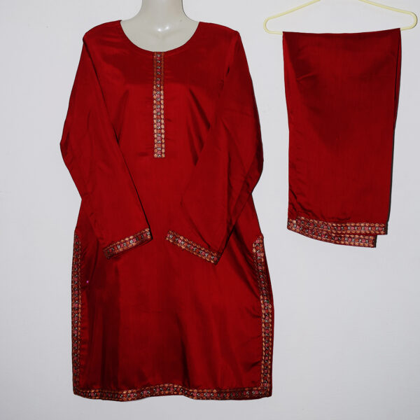 Elegant Maroon Viscose Kurta with Embellished Details